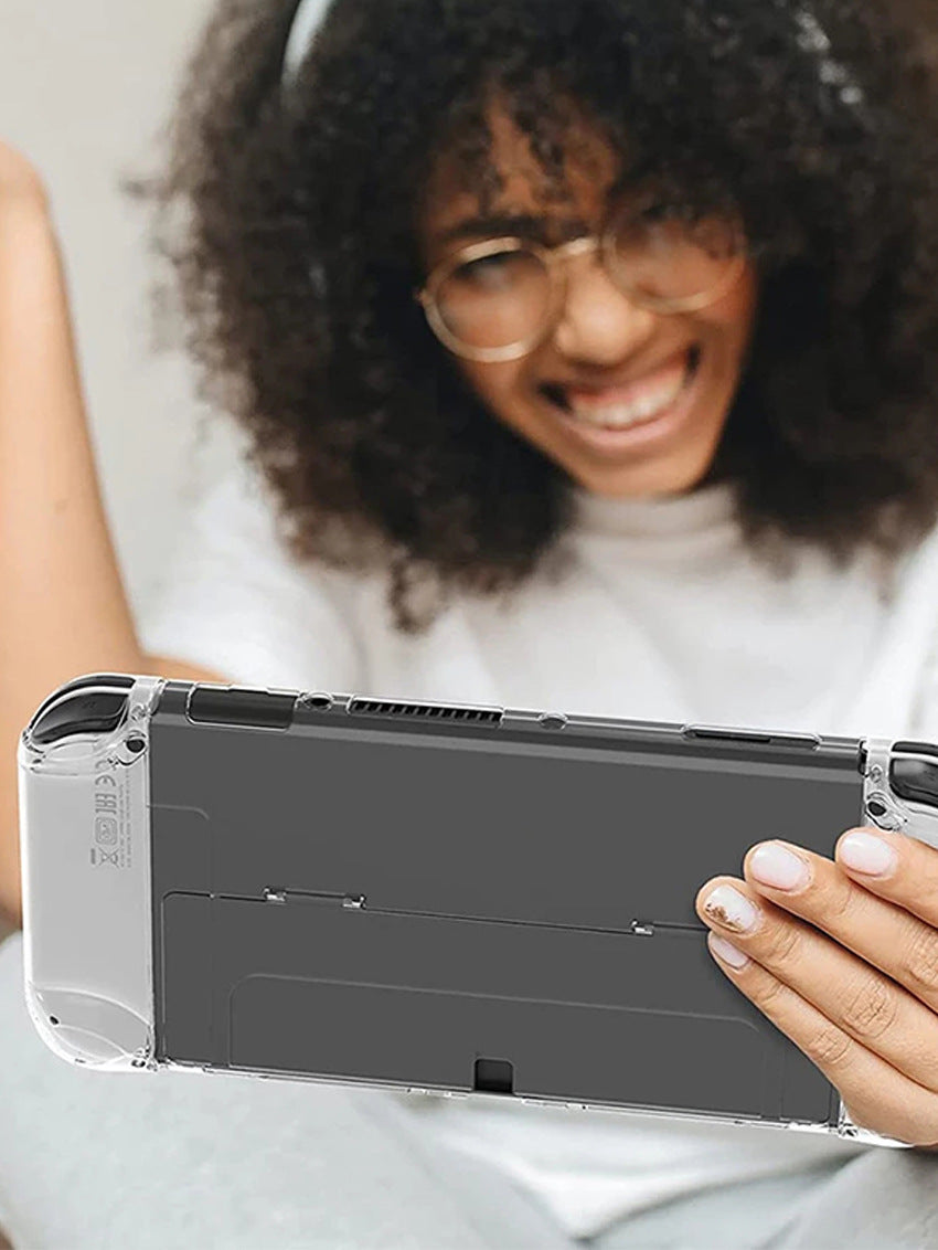Suitable for Nintendo Switch OLED protective case with bracket NS OLED transparent PC hard case personalized crystal case - V.I.P Digital Presence