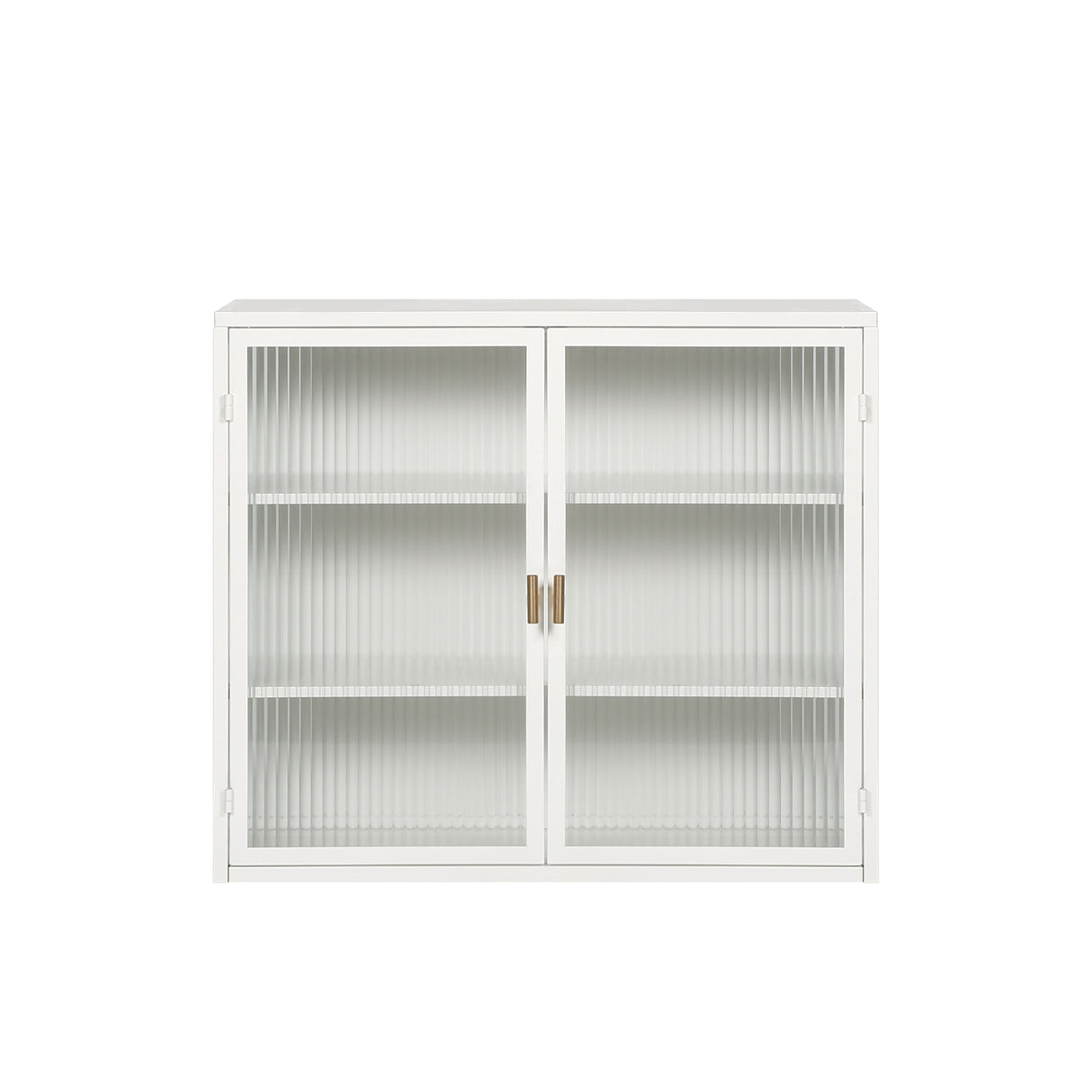 27.56"Glass Doors Modern Two-door Wall Cabinet with Featuring Three-tier White