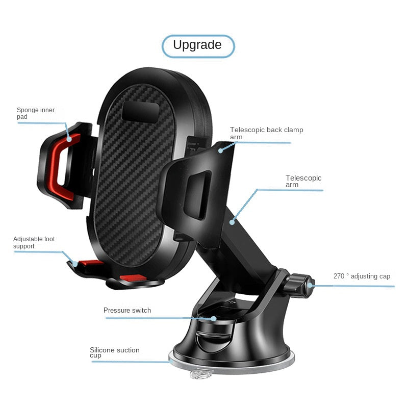 Long Rod Automatic Lock Car Phone Holder Telescopic Suction Cup Mount for Car Air Vent Lazy Live Streaming - V.I.P Digital Presence