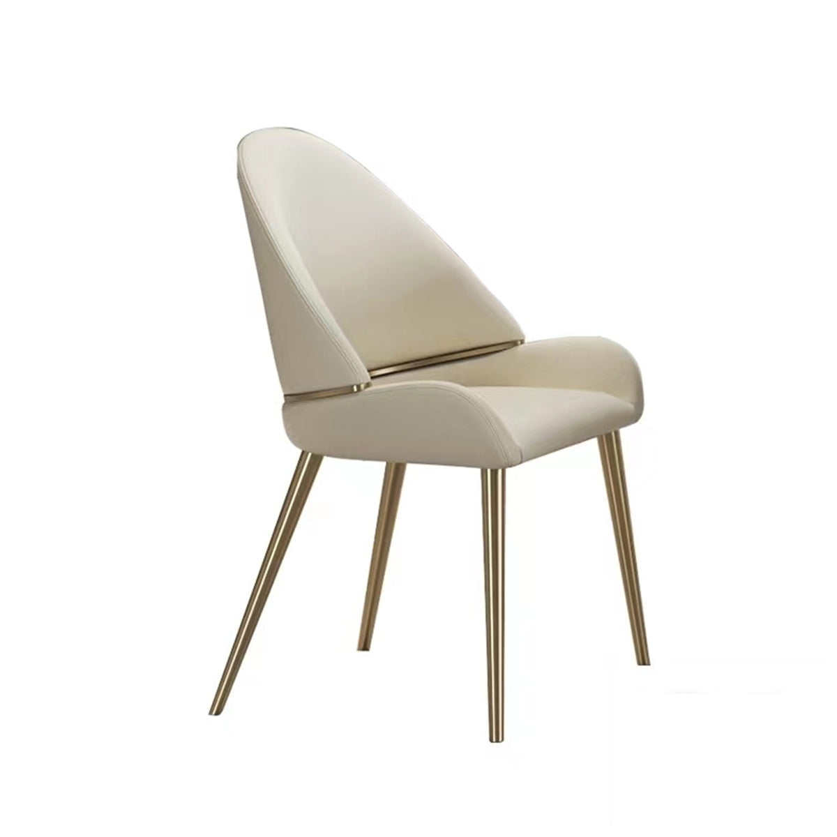 Dining Chair with PU Leather Beige color metal legs (Set of 2)(Foam + Beige + Meta) - V.I.P Digital Presence