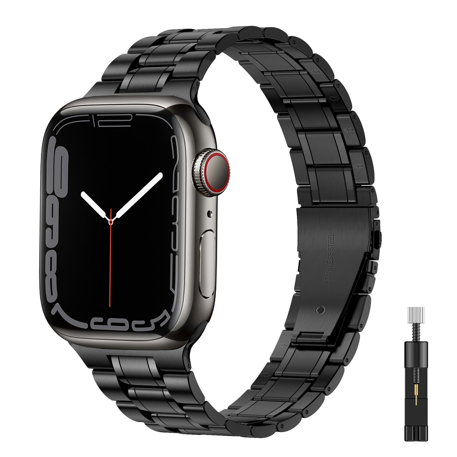 Suitable For Apple Watch S 3 4 5 iwatch S 7 8 9 Stainless Steel Metal Fine Steel Watch Chain With Five Beads - V.I.P Digital Presence