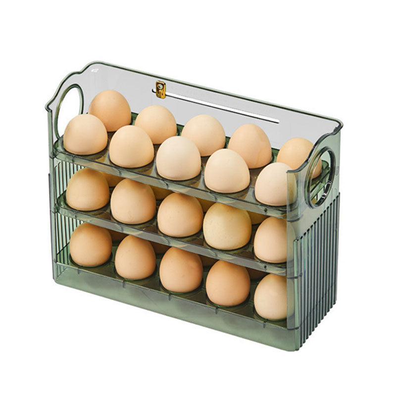 Large-capacity fridge egg storage, portable multi-layer tray, auto-open/close holder - V.I.P Digital Presence