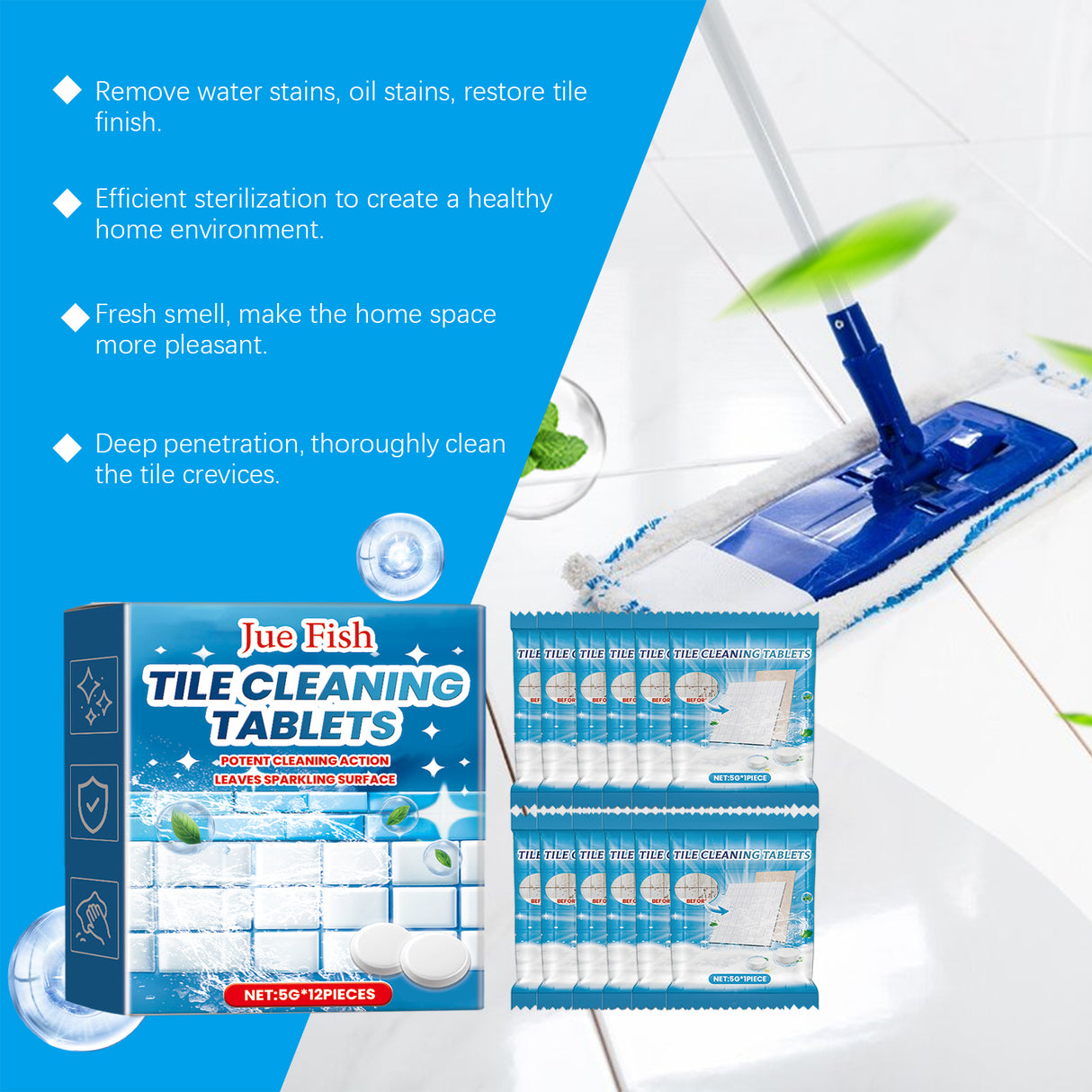 Ceramic Tile Cleaning Effervescent Tablet, Toilet Basin Wall Tile Decontamination And Descaling Brightening Cleaning Tablet - V.I.P Digital Presence