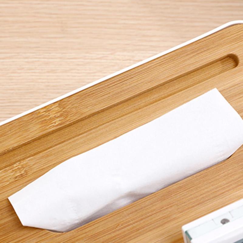 Multi-functional Plastic Tissue Box with Bamboo Wooden Cover Phone Slot Home Kitchen Napkin Case Holder Storage Decoration - V.I.P Digital Presence