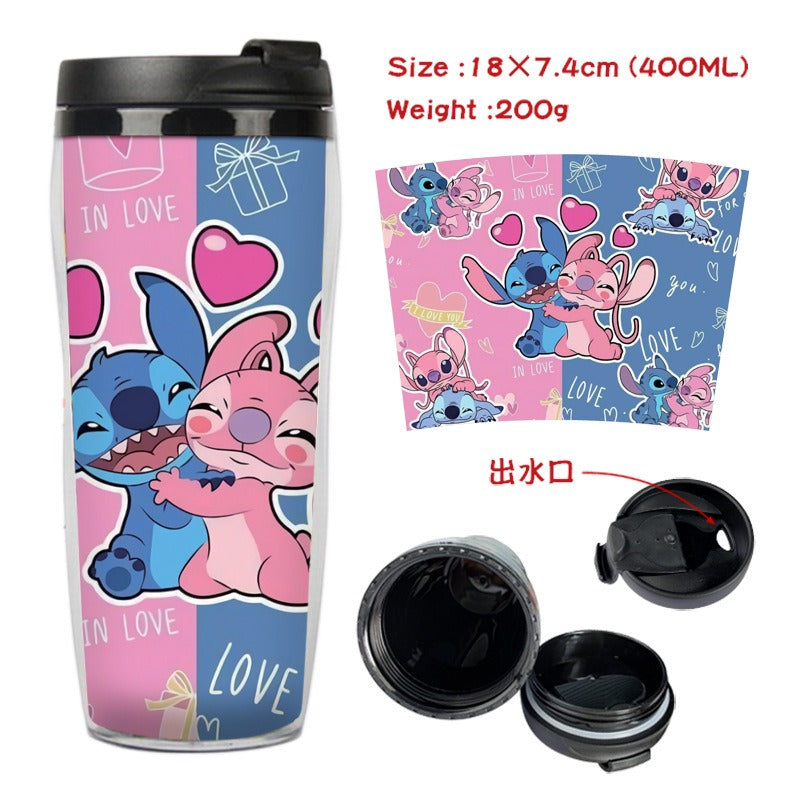 Stitch Stitch animation peripheral double-layer insulated plastic cup two-dimensional cartoon tea cup cold water kettle water cup - V.I.P Digital Presence