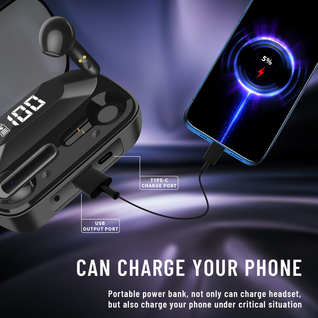 AKZ-S18 power bank tws earbuds, TW wireless BT earbuds, tws earbuds with power bank - V.I.P Digital Presence