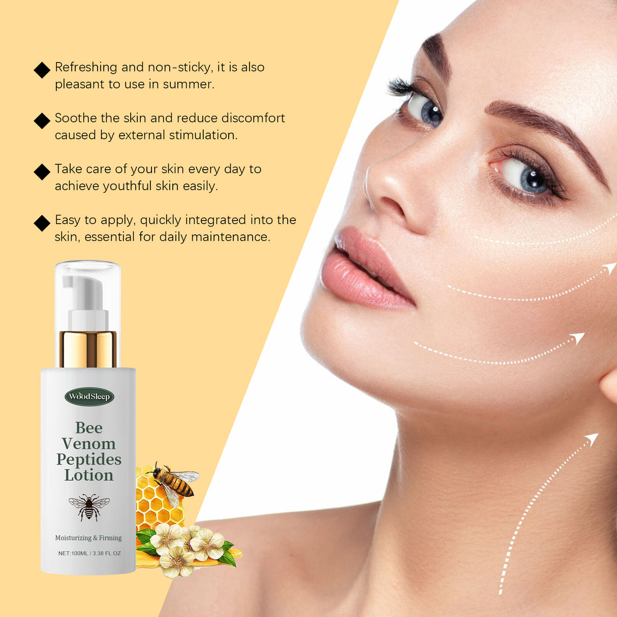 Woodsleep Bee Venom Moisturizing And Firming Lotion, Lifting And Firming Skin Hydrating And Moisturizing Refreshing Lotion