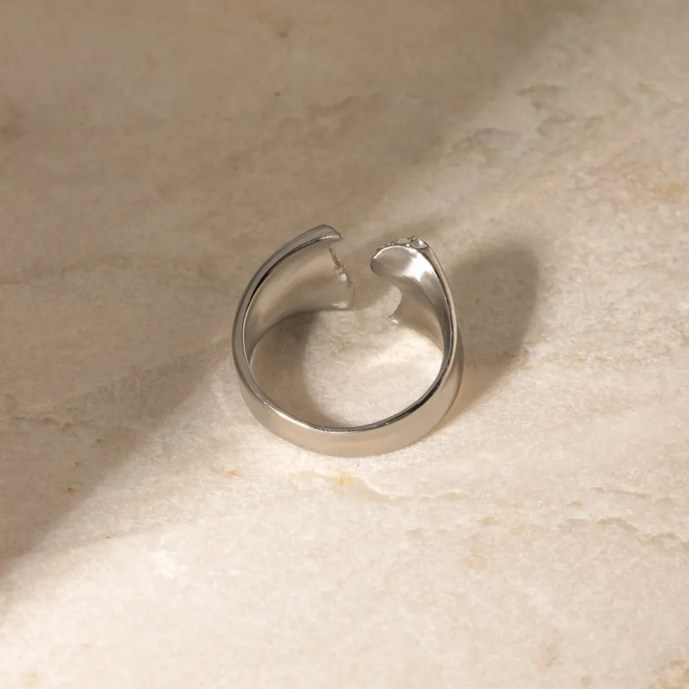 Stainless Steel Inlaid Rhinestone Bypass Ring - V.I.P Digital Presence