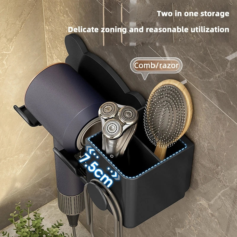 Hair Dryer Rack Bathroom Comb Shaver Face Washing Milk Wall Hanging Storage Rack - V.I.P Digital Presence