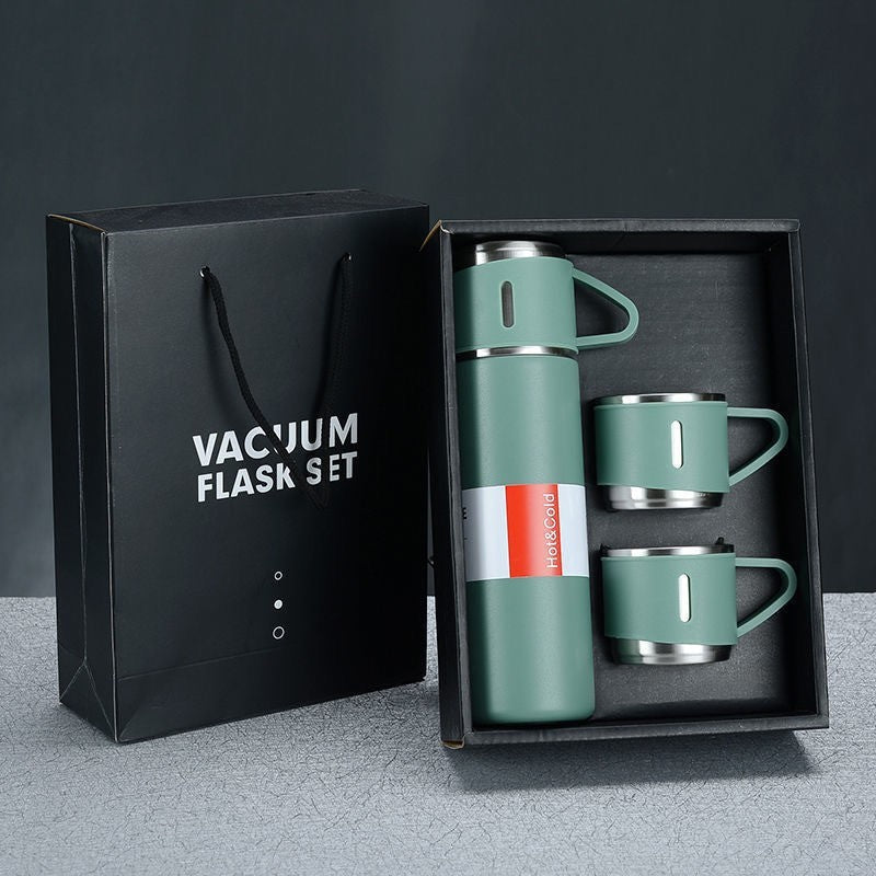 A cup of three-lid thermos cup portable fashion gift box set stainless steel cup - V.I.P Digital Presence