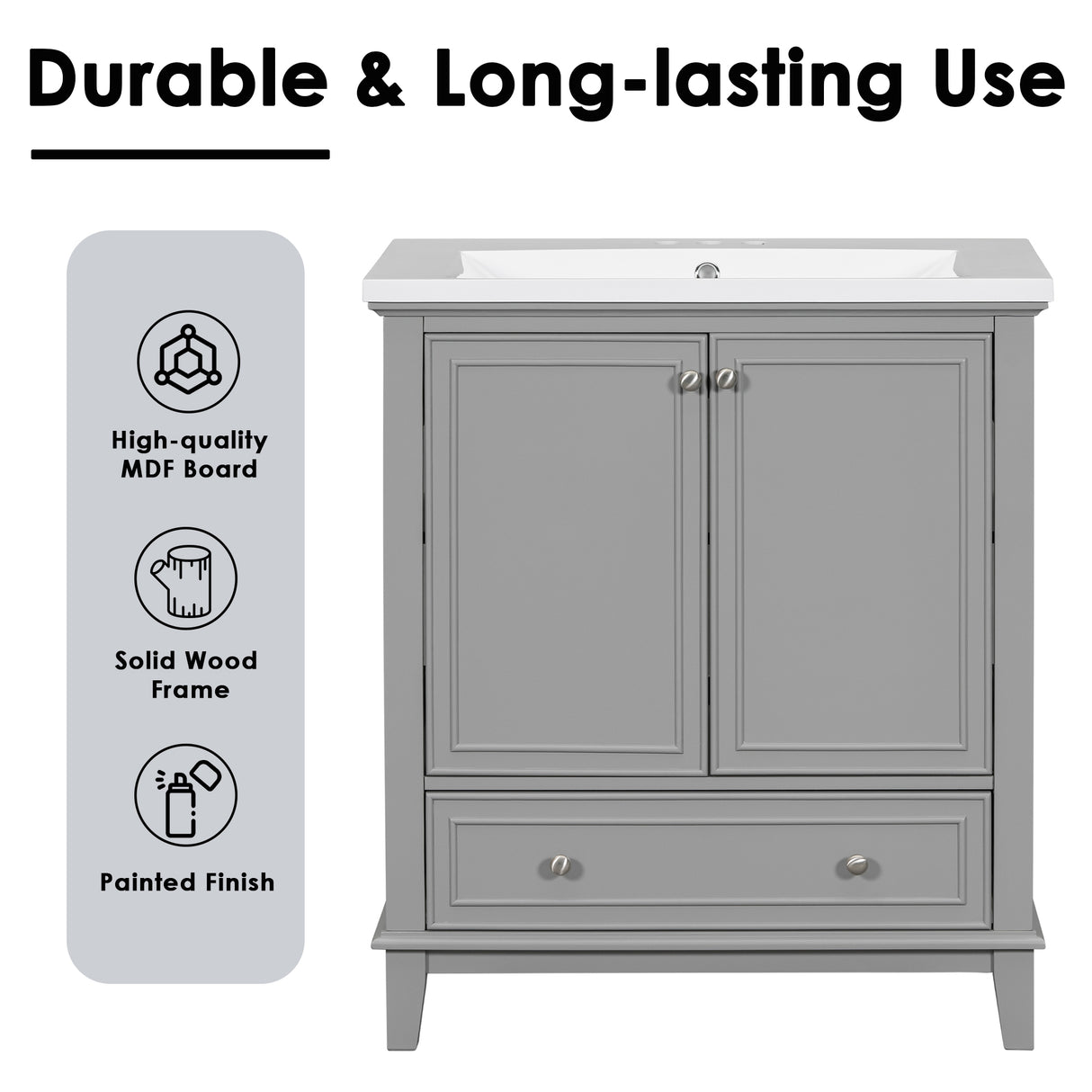 30 inch bathroom vanity no sink base only gray - V.I.P Digital Presence