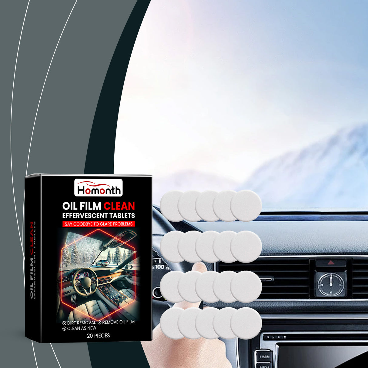 Automotive Windshield Oil Film Effervescent Tablet, Windshield Oil Film Stain Cleaning Effervescent Tablet - V.I.P Digital Presence