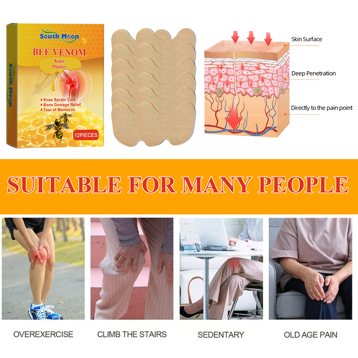 Knee Care Patch, Bee Venom Knee Joint Patch To Relieve Knee Discomfort Massage Care Patch - V.I.P Digital Presence