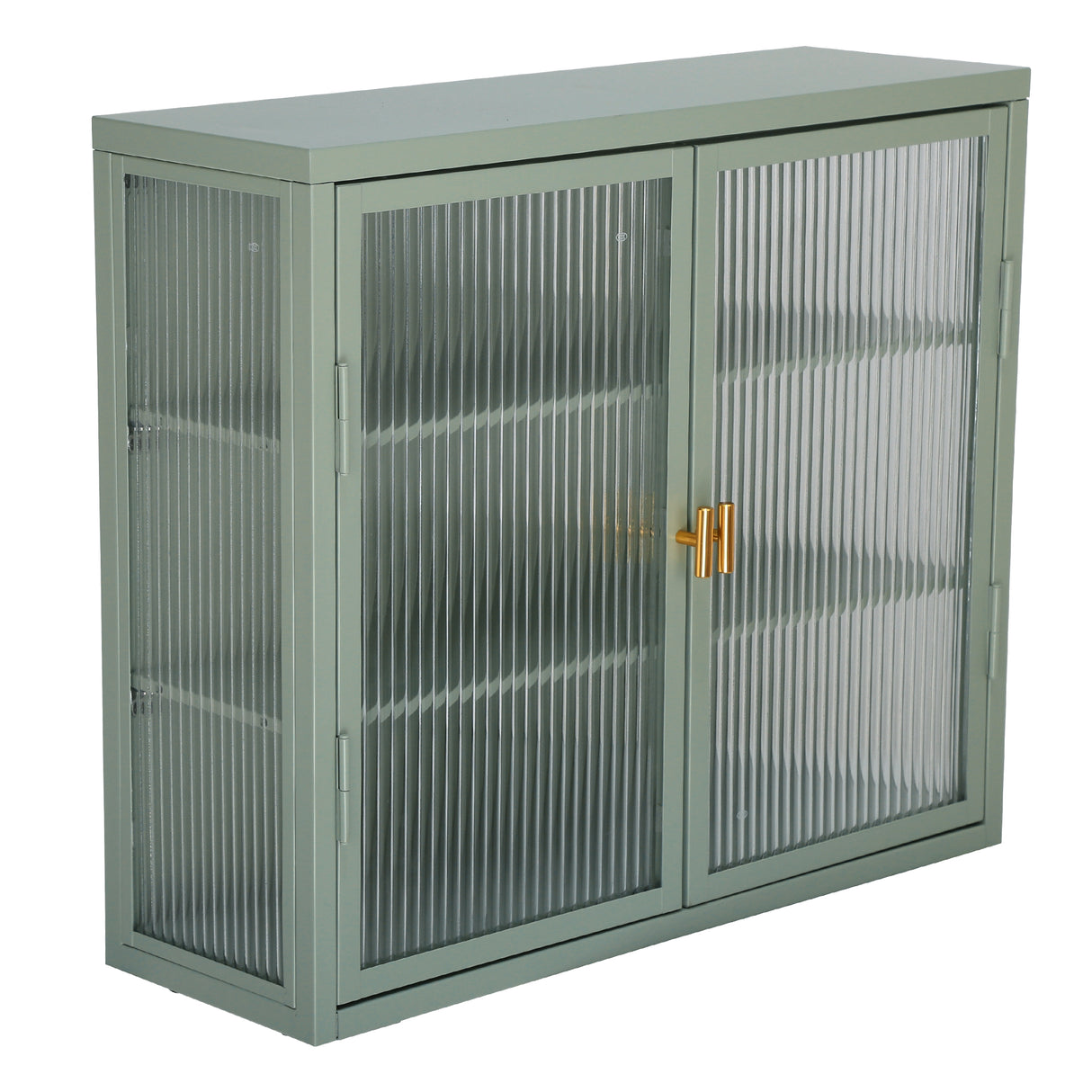 Retro Style Haze Double Glass Door Wall Cabinet With Detachable Shelves for Office Dining Room Living Room Kitchen