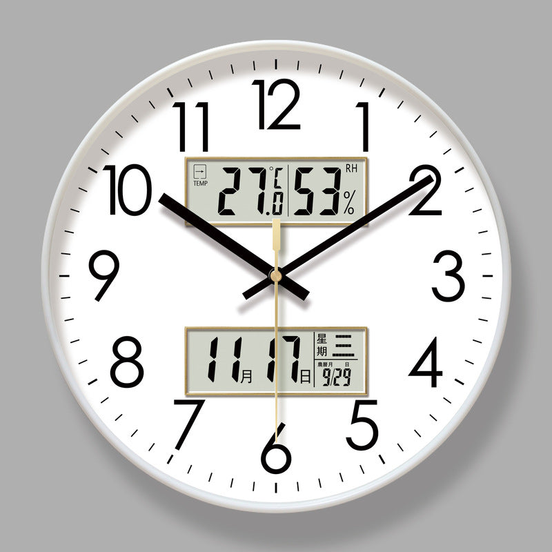 2025 New 10/12/14 - inch Electronic Calendar Wall Clock. Monitors temp & humidity. Dual - display. Mute. Quartz movement. - V.I.P Digital Presence
