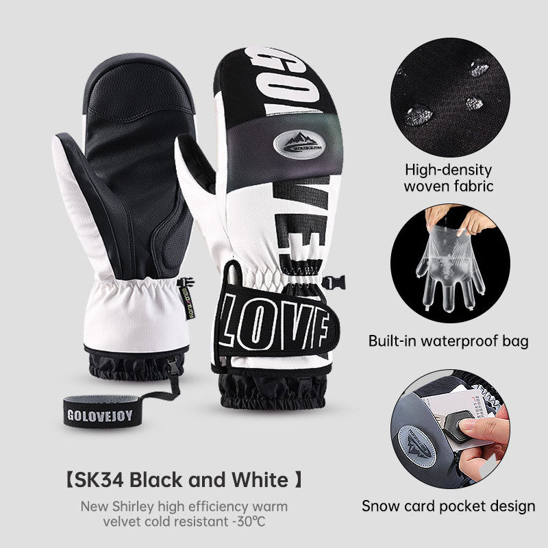 Winter warm ski gloves waterproof outdoor plush thickened windproof touch screen veneer gloves - V.I.P Digital Presence