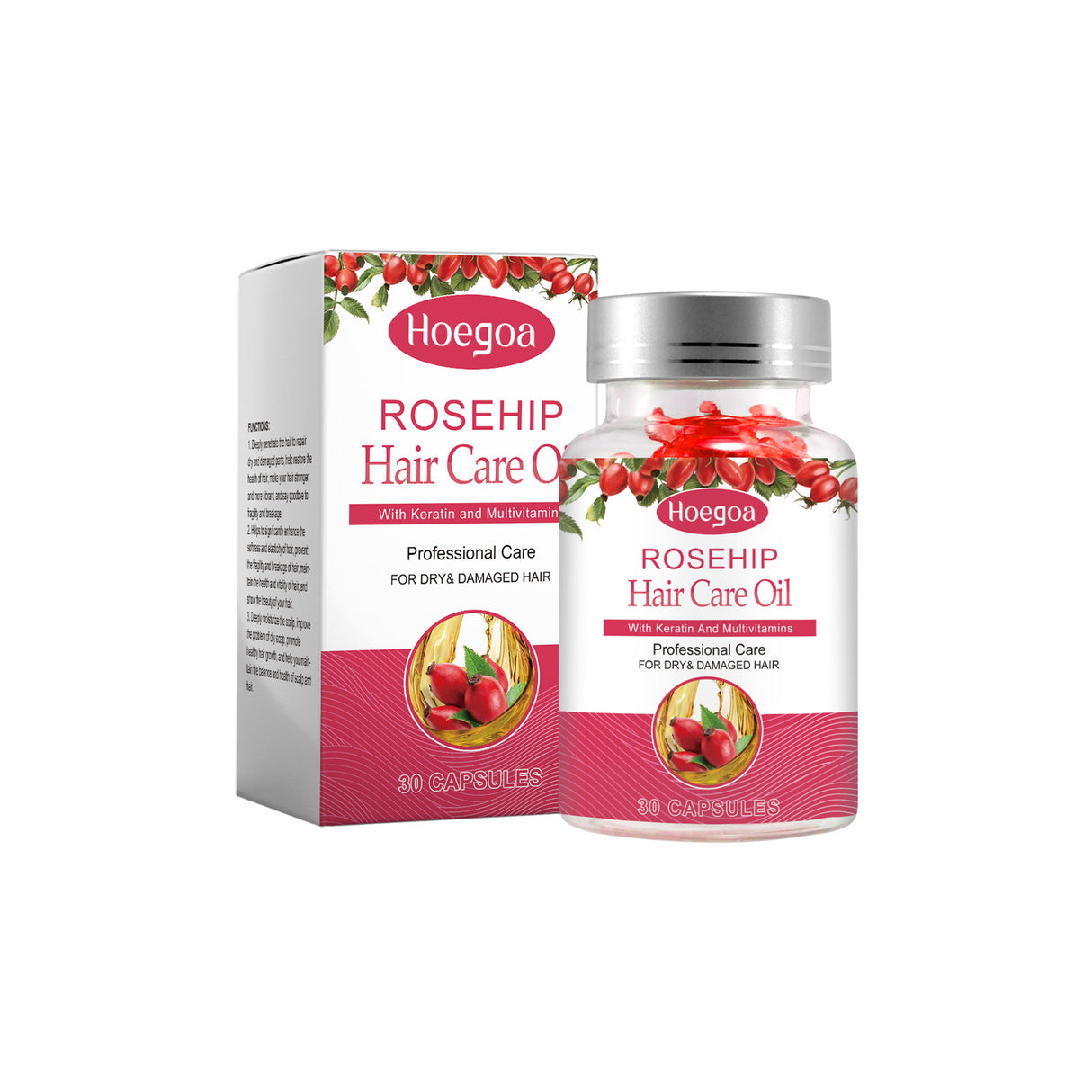 Rose Hip Oil Hair Care Capsule Scalp Massage Dry Hair Smooth Moisturizing Soft Hair Care Capsule - V.I.P Digital Presence