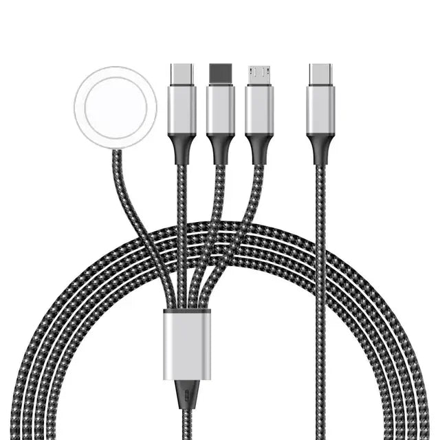New woven four in one watch wireless charging mobile phone charging cable data cable multiple connectors to choose from - V.I.P Digital Presence