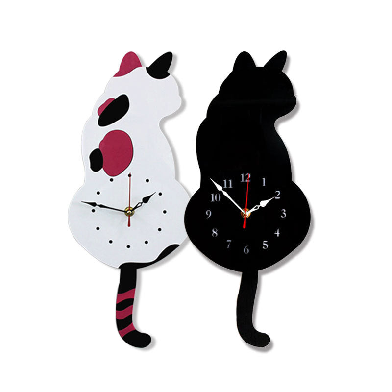 Cartoon art clock home decoration living room wagging tail cat children's room creative wall clock - V.I.P Digital Presence