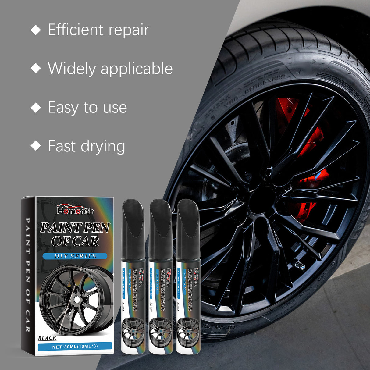 Black Car Wheel Scratches Repair Pen Car Paint Scratches Scratches Decontamination Repair Paint Pen - V.I.P Digital Presence