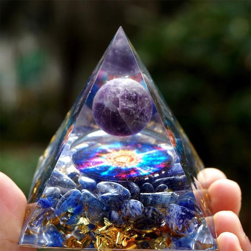 8cm foreign trade same style crystal ball pyramid crystal crushed stone drip resin pyramid ornament - V.I.P Digital Presence