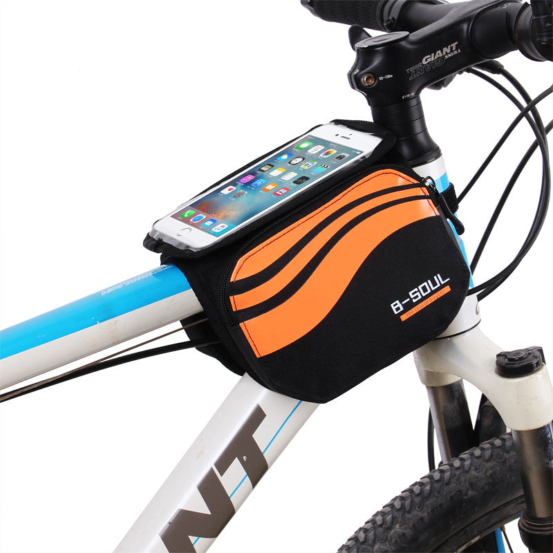 B-SOUL Bicycle Mountain Bike Upper Tube Bag Saddle Bag Road Car Front Bag Increase Touch Screen Mobile Phone Bag 5.7 Inches