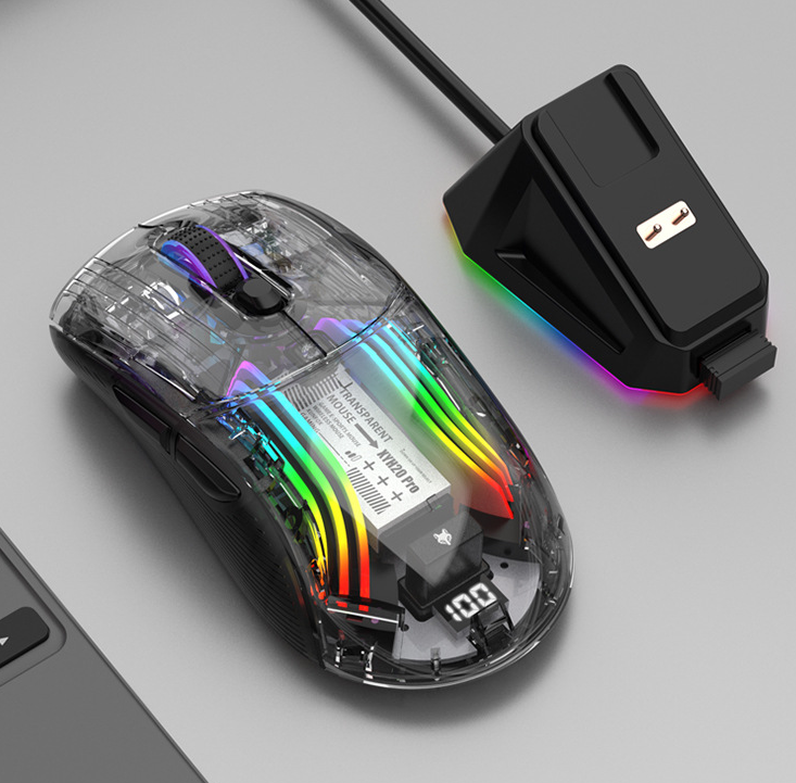 Luminous wireless Bluetooth the third mock examination transparent game mouse with screen charger - V.I.P Digital Presence