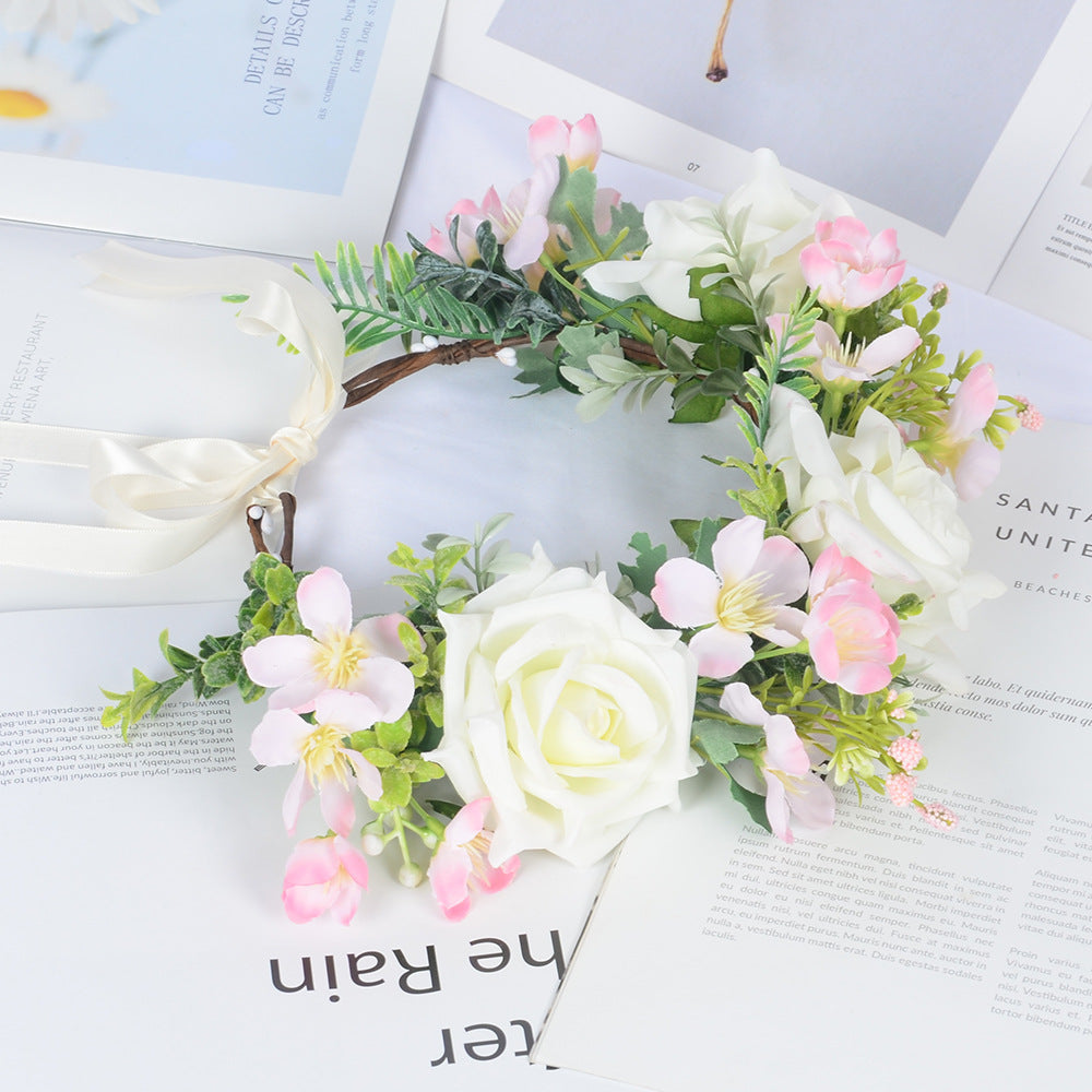 Super Fairy Girl Bride Scenic Area Photography Flower Wreath Hair Accessories Handmade Silk Flower Wreath Headwear - V.I.P Digital Presence