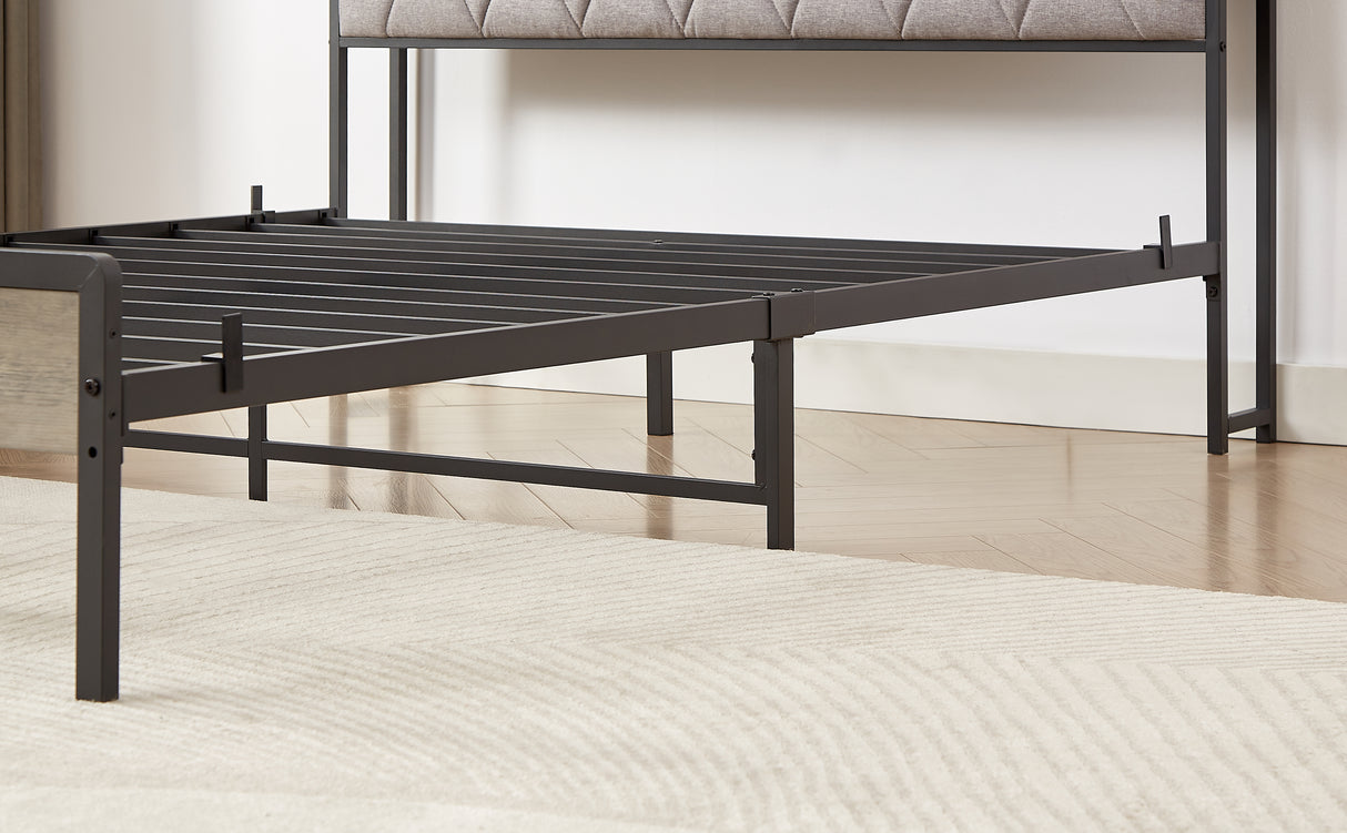 Bed frame with charging station full size, Grey, 83.1'' L x 56.1'' W x 39.2'' H. - V.I.P Digital Presence