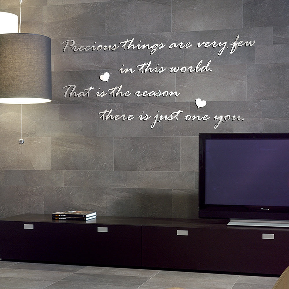 Precious English Letter Acrylic Mirror Surface Sticker Literary Sentence Background Wall Decoration Self-Adhesive 3D Wall Sticker - V.I.P Digital Presence