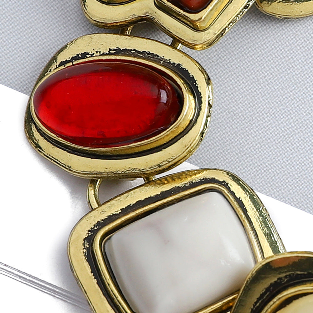 Colorful natural stone crystal glass exaggerated bracelet women's high-end accessory - V.I.P Digital Presence