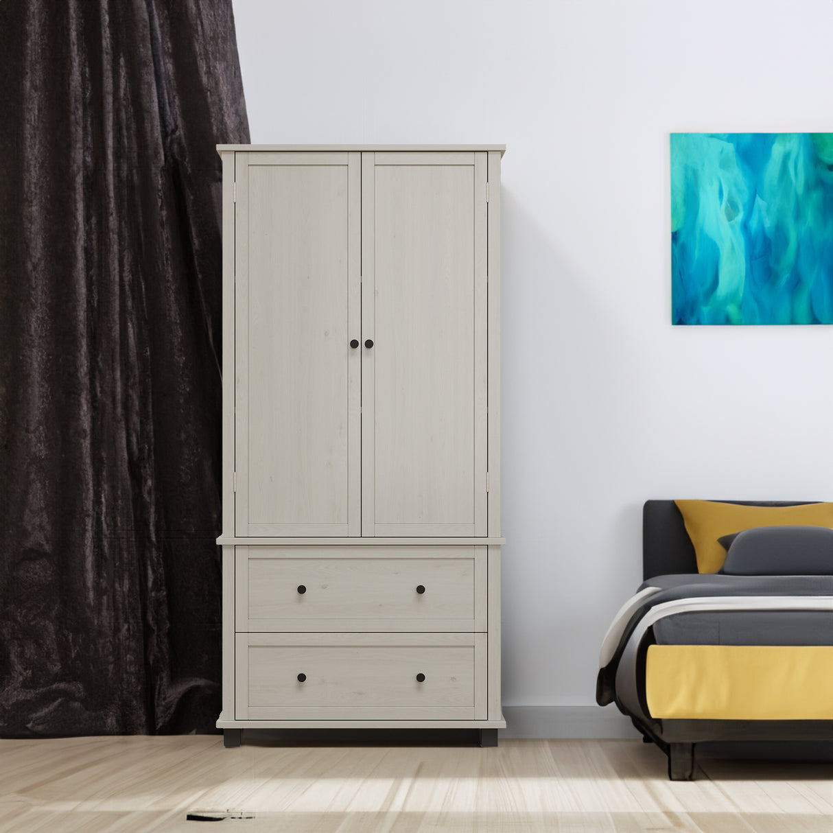 70 inch high kitchen pantry storage cabinet with 2 drawers and 3 shelves, large storage cabinet (antique white) - V.I.P Digital Presence