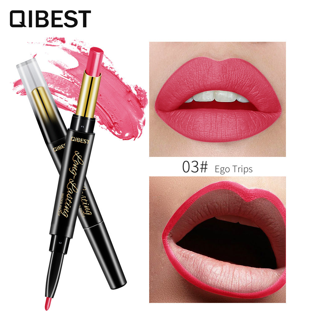QIBEST Double-Ended Lipstick Pen Moisturizing Matte Matte Lipstick + Lip Liner Rotating Lip Liner - V.I.P Digital Presence