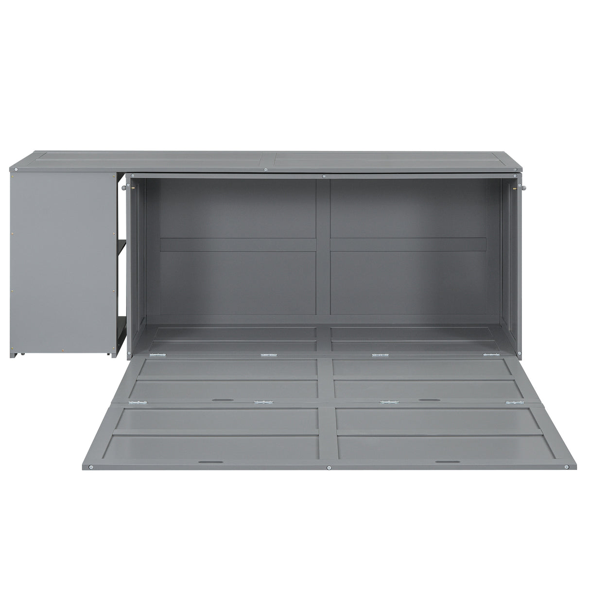 Queen Size Murphy Bed with Rotable Desk Gray