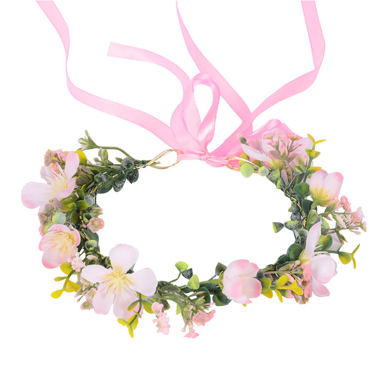 Girl's flower wreath headpiece handmade simulation flower hair accessory wedding festival Hanfu headpiece flower wreath - V.I.P Digital Presence