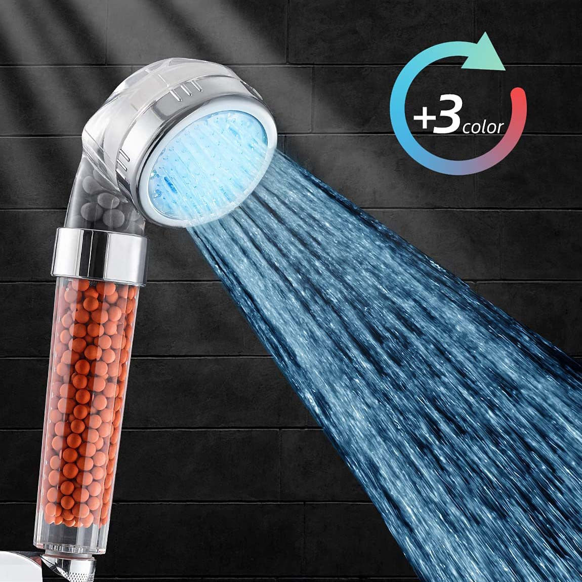LED Luminous Colorful Shower Nozzle Negative Ion Self Generating Shower Head Three Color Temperature Controlled Led Handheld Shower - V.I.P Digital Presence