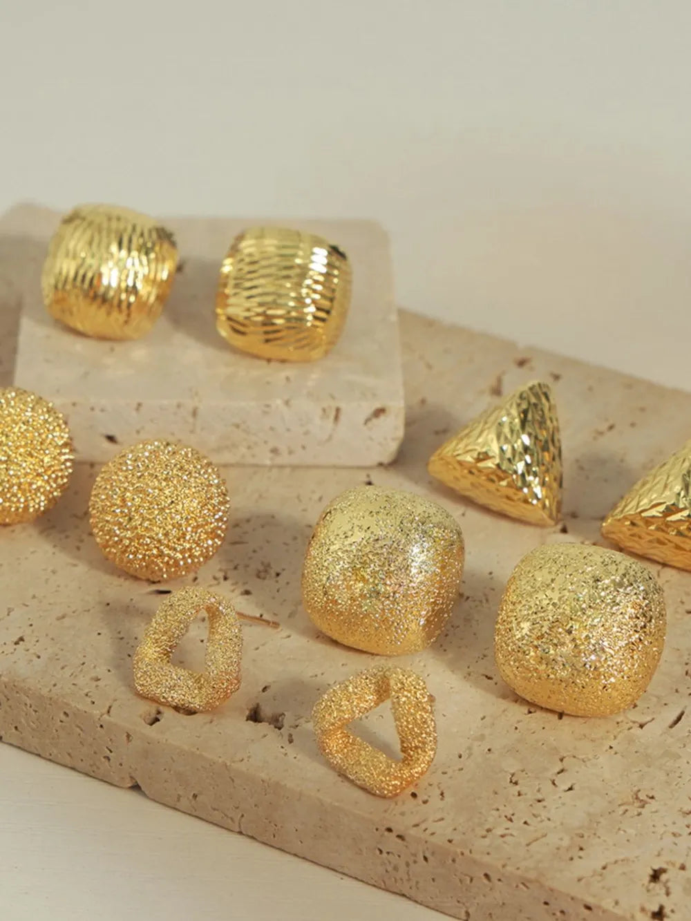Gold-Plated Geometric Stud Earrings - V.I.P Digital Presence