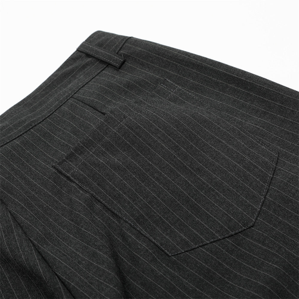 Vertical Striped Casual Trousers Men's Dress Pants Fashion Design Pleated Draped Cool Loose Straight Wide-Leg Long Pants - V.I.P Digital Presence