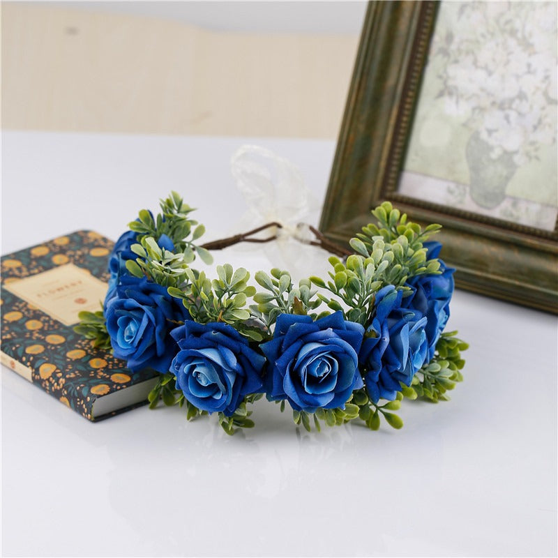 Handmade flower wreaths seaside vacation wedding accessories velvet adjustable hair accessories - V.I.P Digital Presence