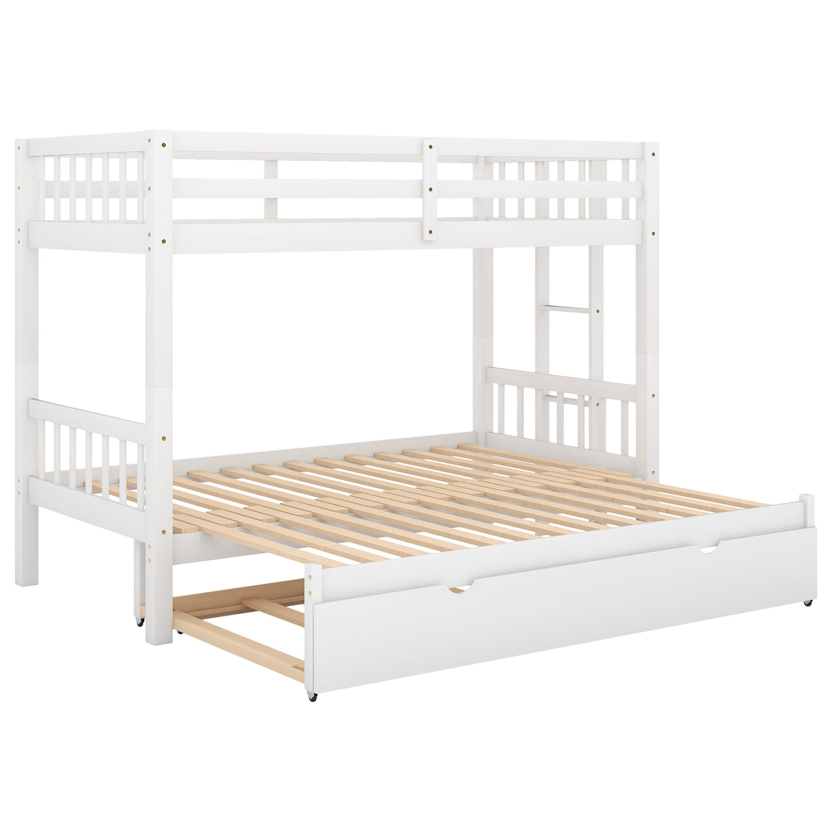 Twin over Pull-out Bunk Bed with Trundle White