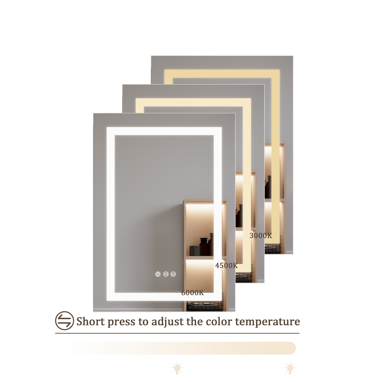 26x20 inch Bathroom Medicine Cabinet with LED Mirror, Anti-Fog, Waterproof3000K~6000K Single Door Lighted Bathroom Cabinet with Touch SwichDimmable Recessed or Surface Mount (Right Door) - V.I.P Digital Presence