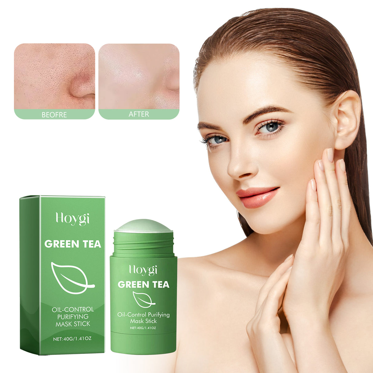 Green Tea Cleansing Mask Stick, Face Cleanser Close Mouth Soft And Smooth Skin Moisturizing Pores Solid Mask Stick - V.I.P Digital Presence