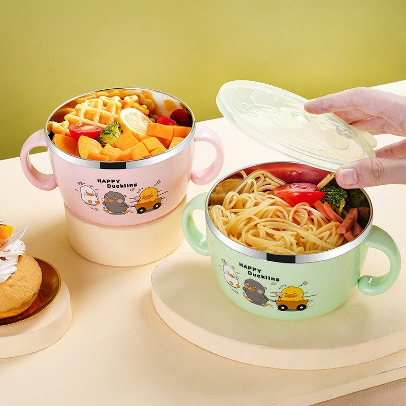 304 stainless steel children's tableware set cute baby food bowl stainless steel tableware children's water cup - V.I.P Digital Presence