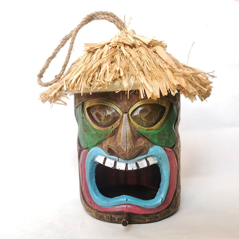 Ghost face tree face ashtray bird feeder candle holder hanging on tree ornament - V.I.P Digital Presence