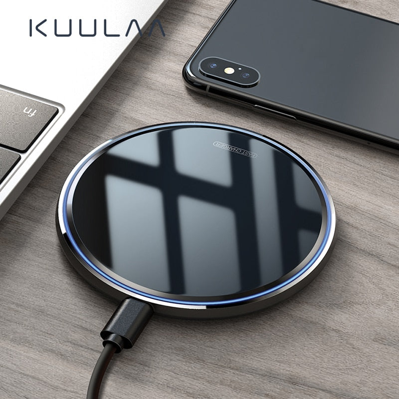 Cargador inalámbrico Qi de 10 W para iPhone X/XS Max XR 8 Plus, base de carga inalámbrica con espejo para Samsung S9 S10+ Note 9 8