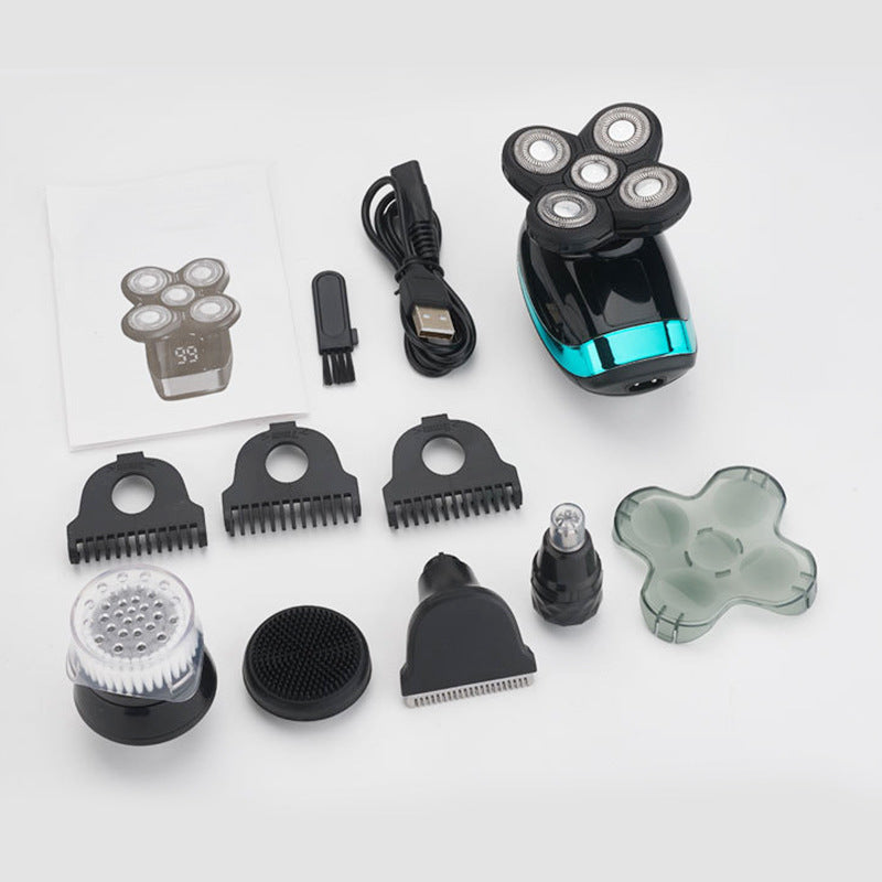 Electric Shaver Shaving Head Machine Five-Blade Self-Service Bald Head Rechargeable Waterproof Washing Razor - V.I.P Digital Presence