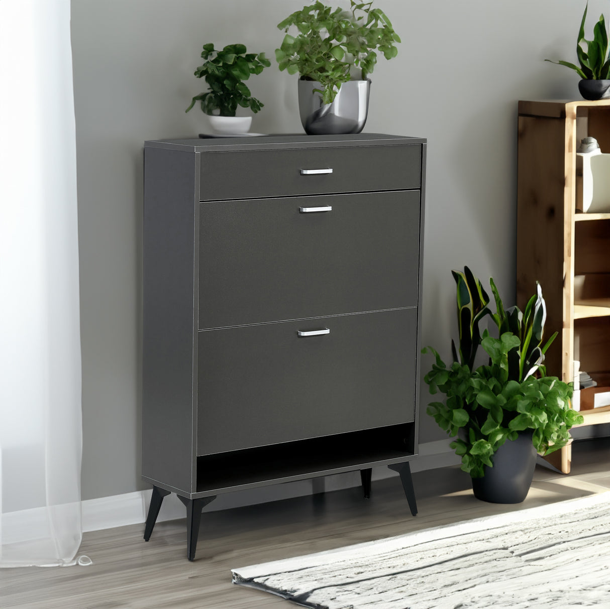 Shoe Cabinet , Shoe storage shelves, Grey - V.I.P Digital Presence