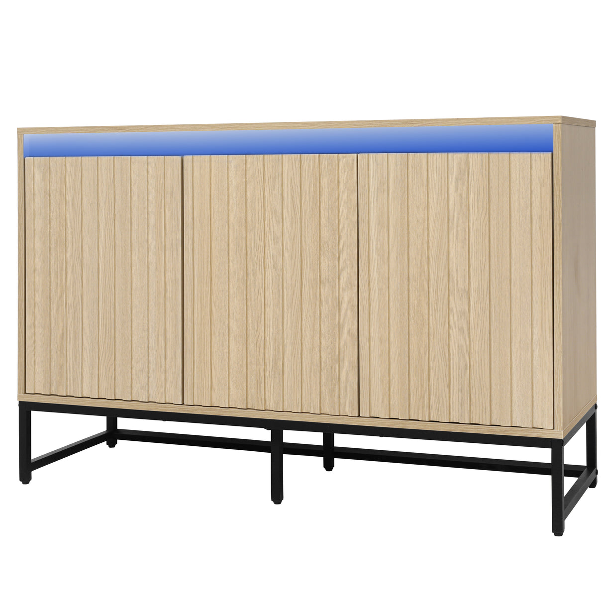 Engraved 3-door side panel with LED, self-service cabinet storage cabinet, modern coffee bar cabinet with adjustable shelf - V.I.P Digital Presence