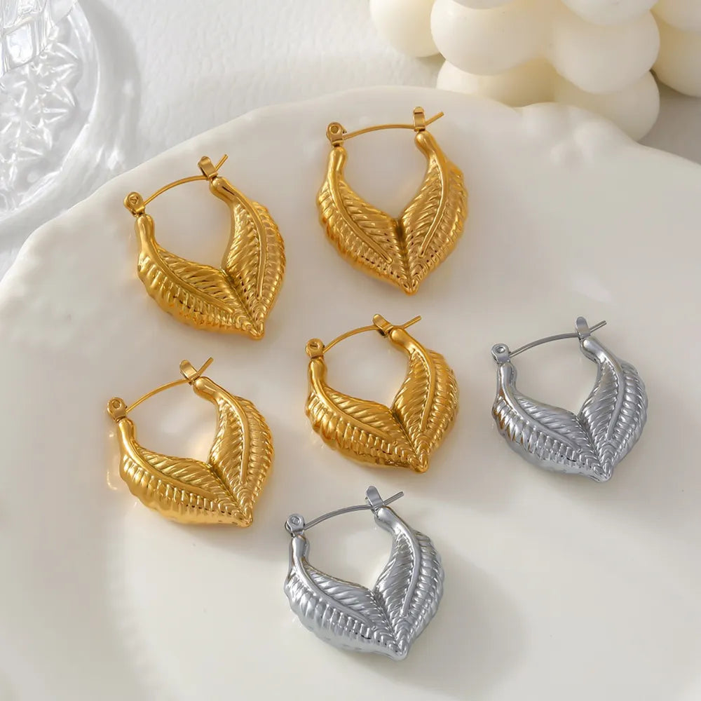 Leaf patchwork heart-shaped earrings with a niche design and titanium steel earrings - V.I.P Digital Presence