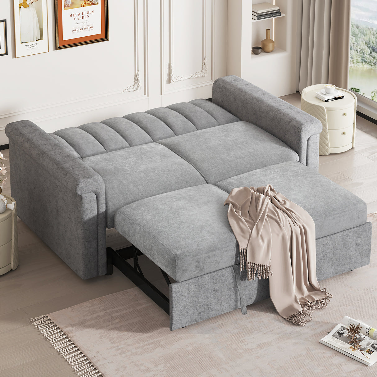 U_STYLE Convertible Soft Cushion Sofa Pull Bed ,for Two People to Sit On - V.I.P Digital Presence